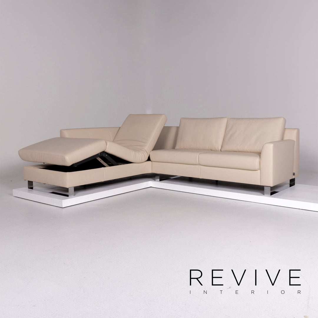 Ewald Schillig Leder Sofa Creme Ecksofa inkl. elektrische Vitalfunktion #10754