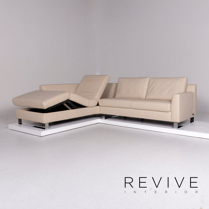 Ewald Schillig Leder Sofa Creme Ecksofa inkl. elektrische Vitalfunktion #10754
