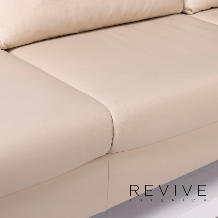 Ewald Schillig Leder Sofa Creme Ecksofa inkl. elektrische Vitalfunktion #10754