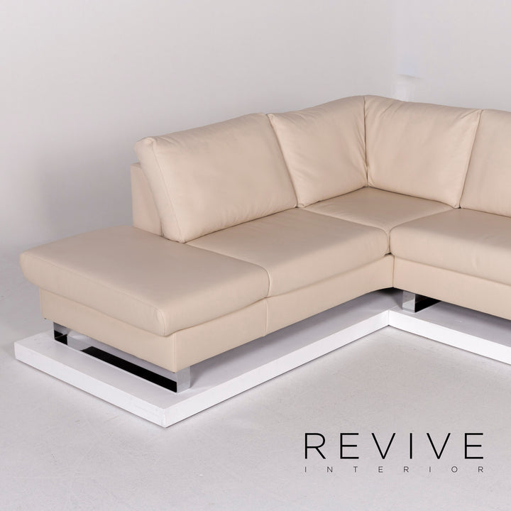 Ewald Schillig Leder Sofa Creme Ecksofa inkl. elektrische Vitalfunktion #10754