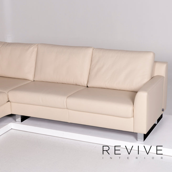 Ewald Schillig Leder Sofa Creme Ecksofa inkl. elektrische Vitalfunktion #10754