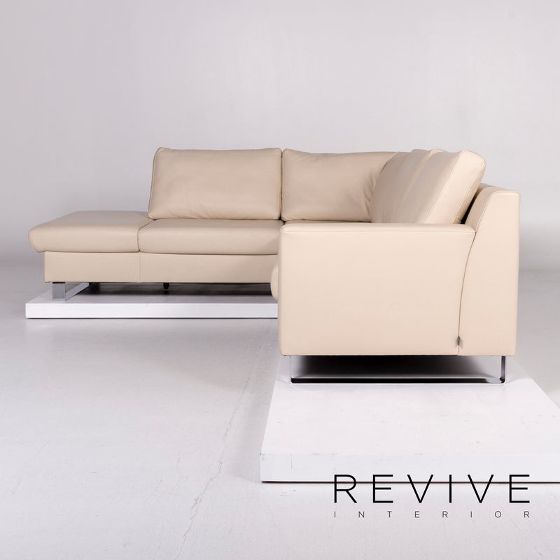 Ewald Schillig Leder Sofa Creme Ecksofa inkl. elektrische Vitalfunktion 