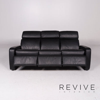 Ewald Schillig Leder Sofa Schwarz Dreisitzer Funktion Relaxfunktion Couch #11959