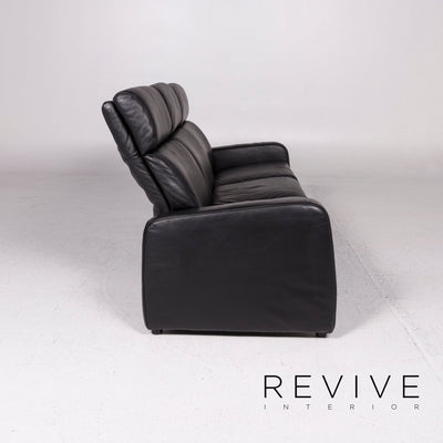 Ewald Schillig Leder Sofa Schwarz Dreisitzer Funktion Relaxfunktion Couch #11959