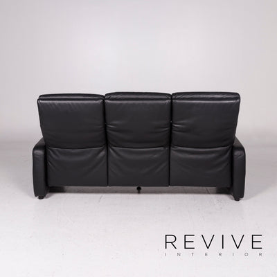 Ewald Schillig Leder Sofa Schwarz Dreisitzer Funktion Relaxfunktion Couch #11959