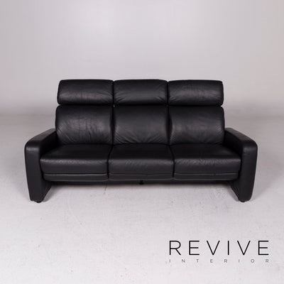 Ewald Schillig Leder Sofa Schwarz Dreisitzer Funktion Relaxfunktion Couch #11959