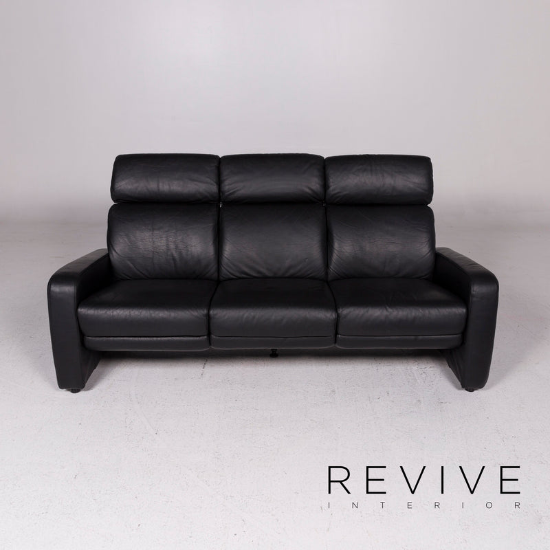 Ewald Schillig Leder Sofa Schwarz Dreisitzer Funktion Relaxfunktion Couch 