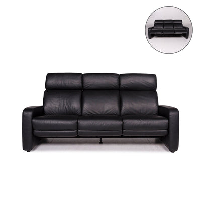 Ewald Schillig Leder Sofa Schwarz Dreisitzer Funktion Relaxfunktion Couch #11959