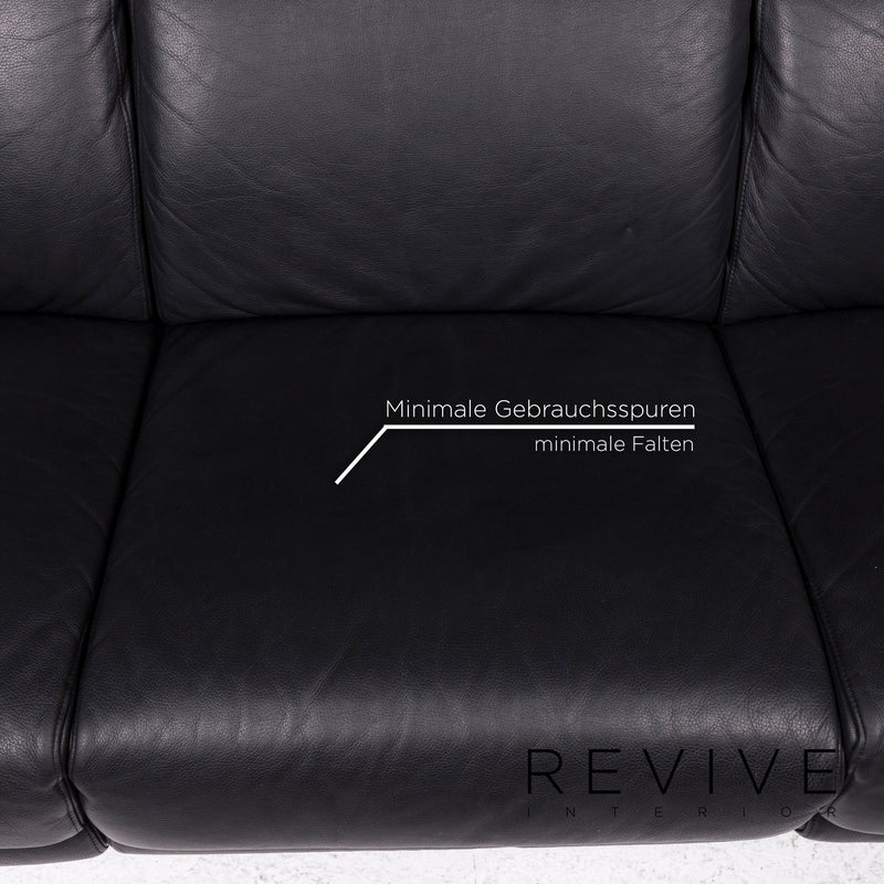 Ewald Schillig Leder Sofa Schwarz Dreisitzer Funktion Relaxfunktion Couch 