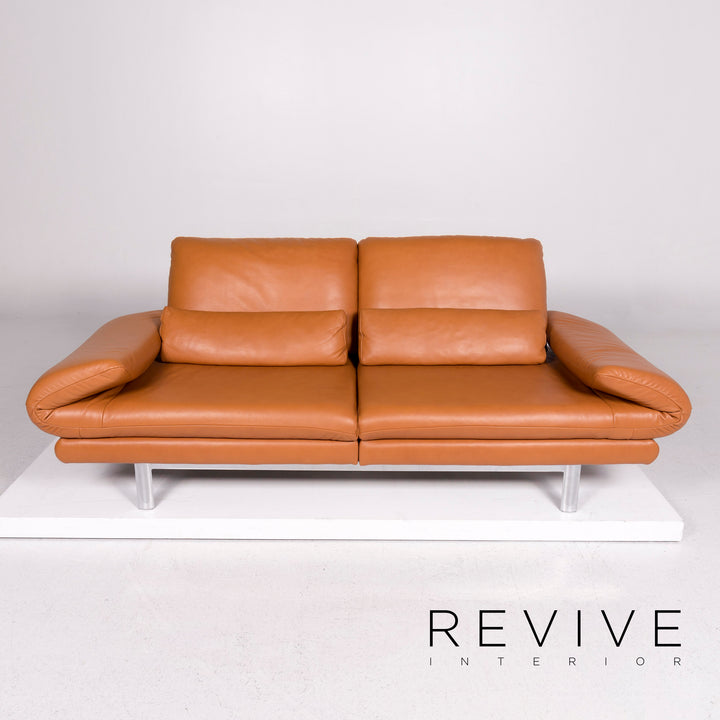 Ewald Schillig Quinn Leder Sofa Orange Zweisitzer Funktion Relaxfunktion Couch #10813