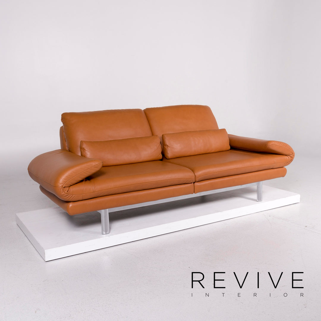Ewald Schillig Quinn leather sofa orange two-seater function relax function couch #10813