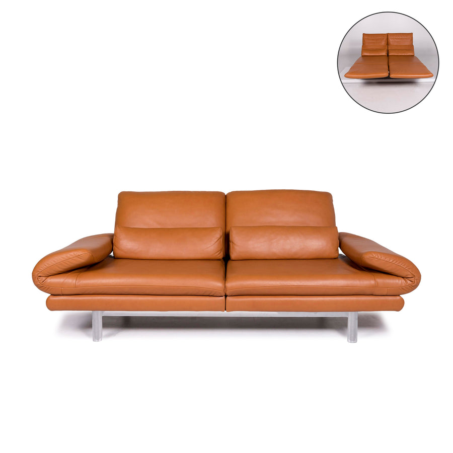 Ewald Schillig Quinn leather sofa orange two-seater function relax function couch #10813