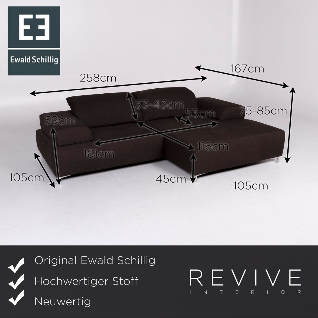 Ewald Schillig Stoff Sofa Braun Ecksofa #10691