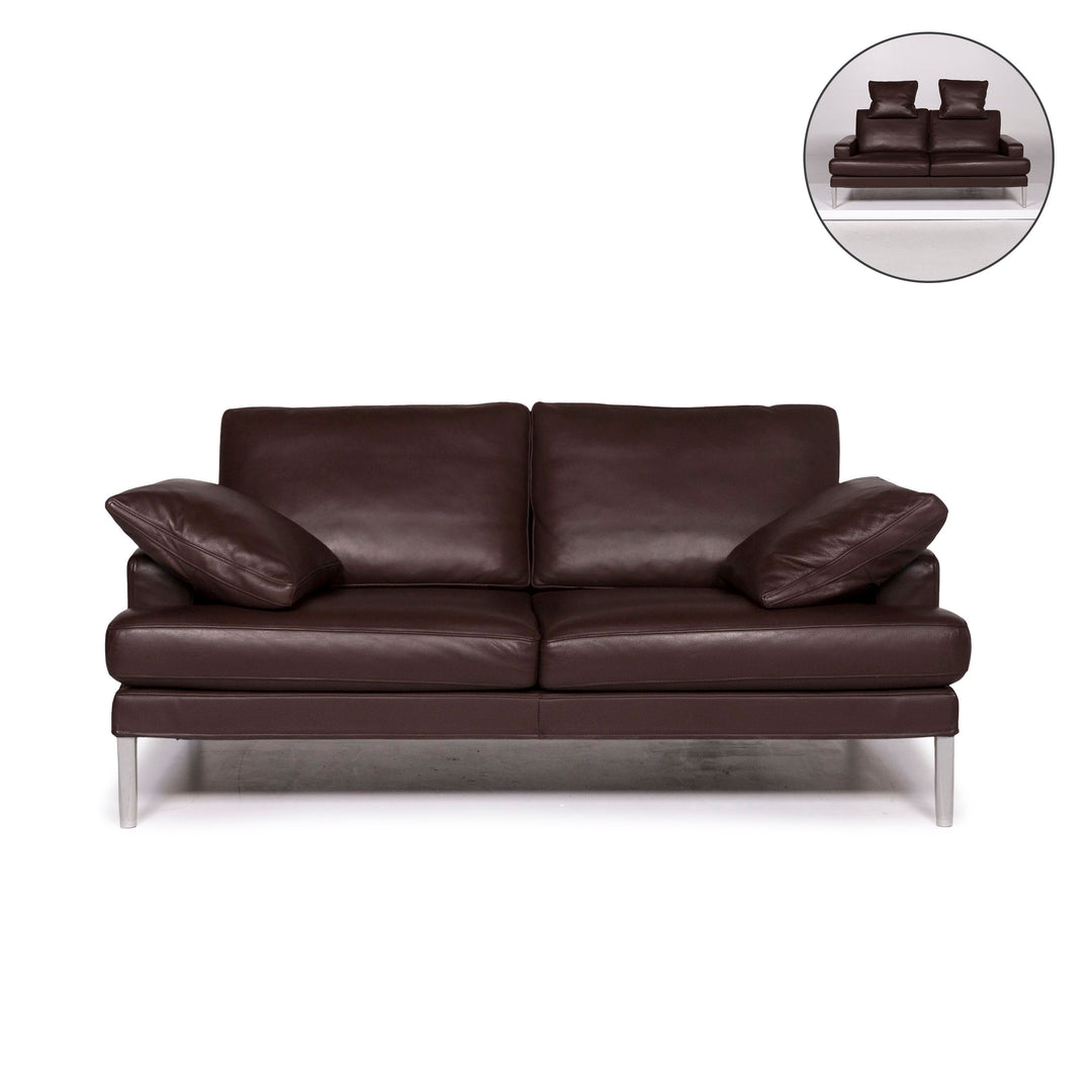 FSM Clarus Leather Sofa Brown Dark Brown Two Seater Function Couch #12098