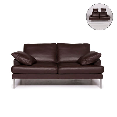 FSM Clarus Leder Sofa Braun Dunkelbraun Zweisitzer Funktion Couch #12098