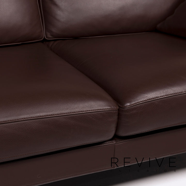 FSM Clarus Leather Sofa Brown Dark Brown Two Seater Function Couch #12098