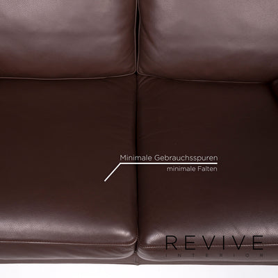 FSM Clarus Leder Sofa Braun Dunkelbraun Zweisitzer Funktion Couch #12098