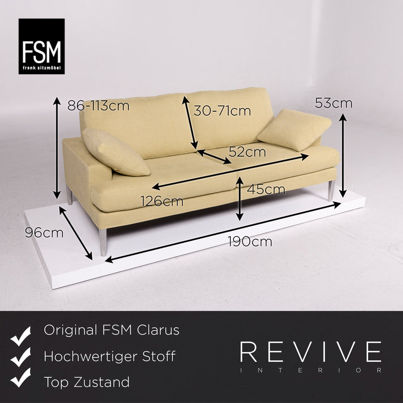 FSM Clarus Stoff Sofa Gelb Zitronengelb Zweisitzer Couch 