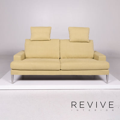 FSM Clarus Stoff Sofa Gelb Zitronengelb Zweisitzer Couch #11652