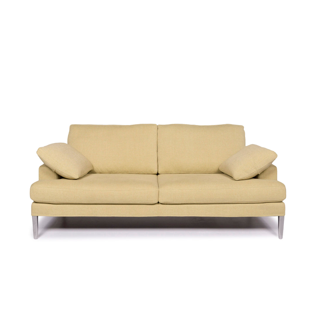 FSM Clarus Stoff Sofa Gelb Zitronengelb Zweisitzer Couch #11652