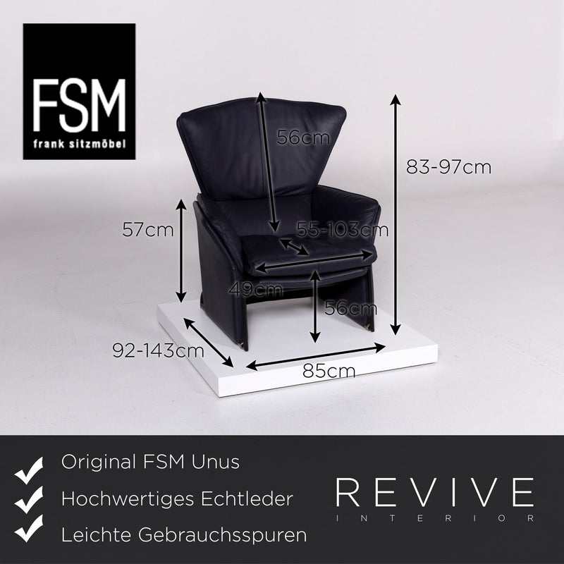 FSM Unus Leder Sessel Blau Dunkelblau Relaxfunktion Funktion 