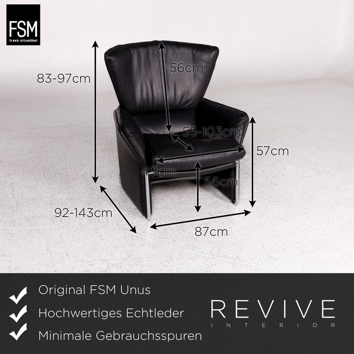 FSM Unus Leather Armchair Black Relaxation Function Jürgen Lange #10186