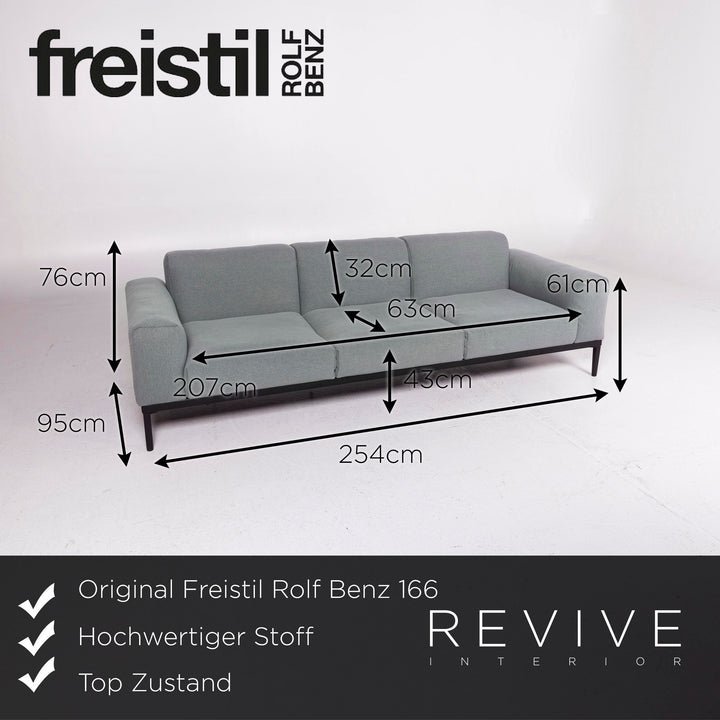 Freistil Rolf Benz 166 Stoff Sofa Grün Graugrün Dreisitzer Couch #11396