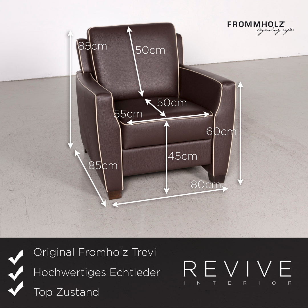 Frommholz Trevi Braun Designer Leder Sofa Sessel Garnitur Braun Echtleder Stuhl Dreisitzer Couch #7732