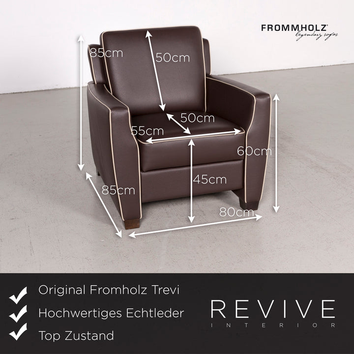 Frommholz Trevi Braun Designer Leder Sofa Sessel Garnitur Braun Echtleder Stuhl Dreisitzer Couch #7732