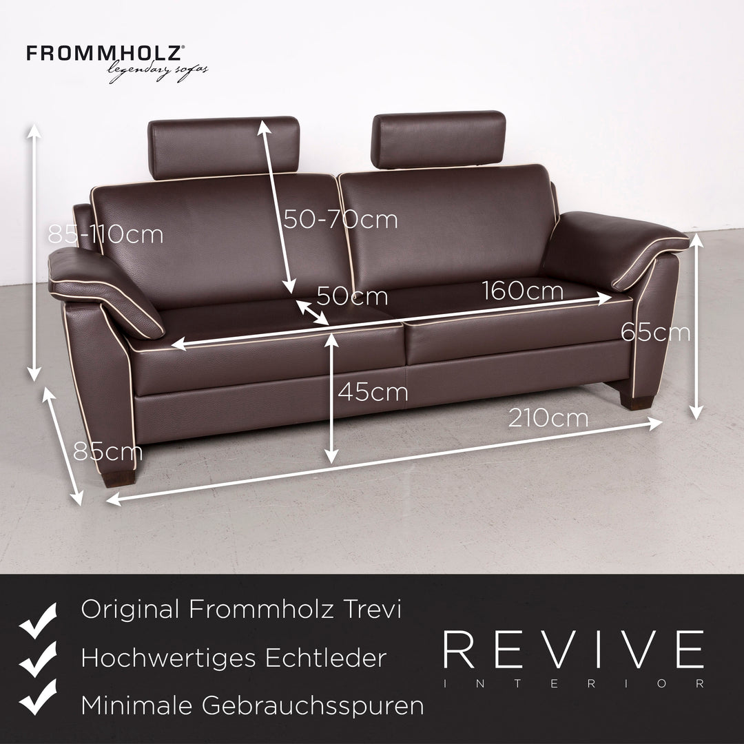 Frommholz Trevi Braun Designer Leder Sofa Sessel Garnitur Braun Echtleder Stuhl Dreisitzer Couch #7732