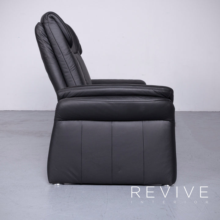 Casada Designer Leder Sofa Sessel Garnitur Schwarz Zweisitzer Couch Funktion Modern Echtleder Ausstellungsstück #5533
