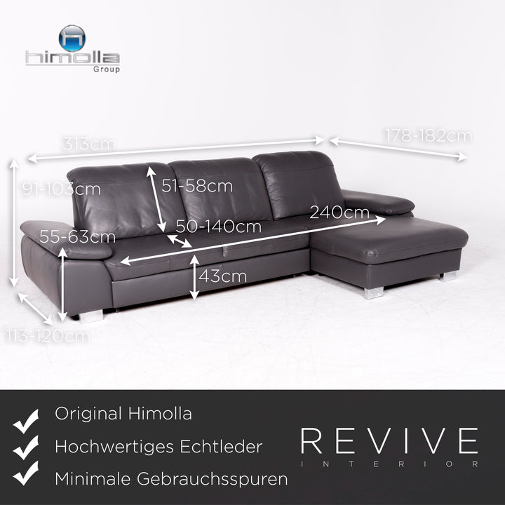 Himolla Designer Leder Ecksofa Grau Echtleder Sofa Couch #8603