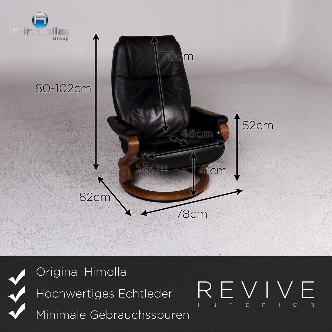 Himolla Leder Sessel Schwarz Holz Relax Funktion #9800