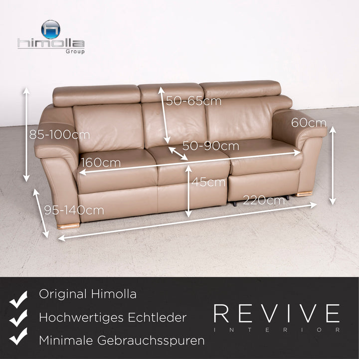 Himolla Designer Leder Sofa Braun Echtleder Dreisitzer Couch #7902
