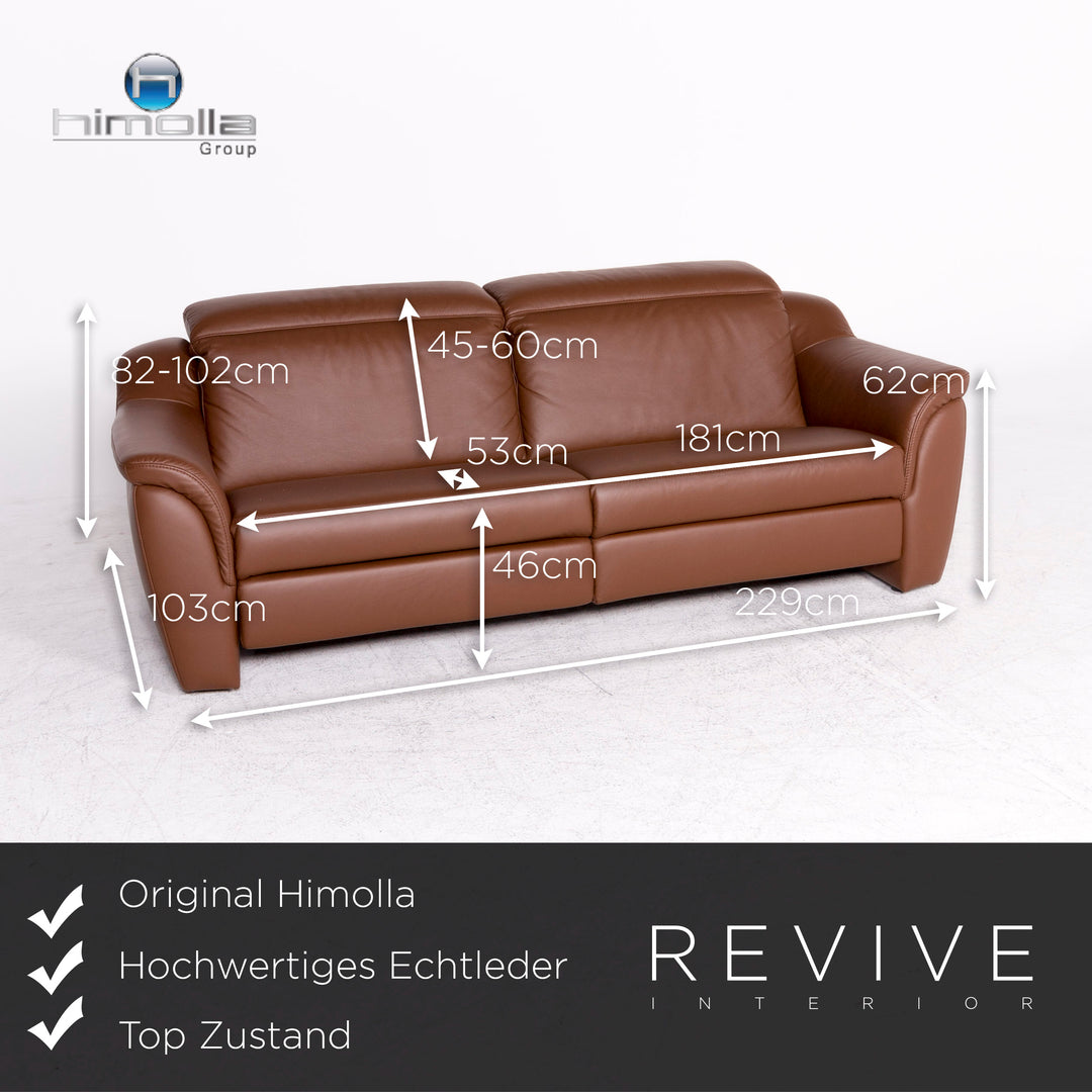 Himolla Designer Leder Sofa Sessel Garnutr Braun Echtleder Dreisitzer Couch #8854