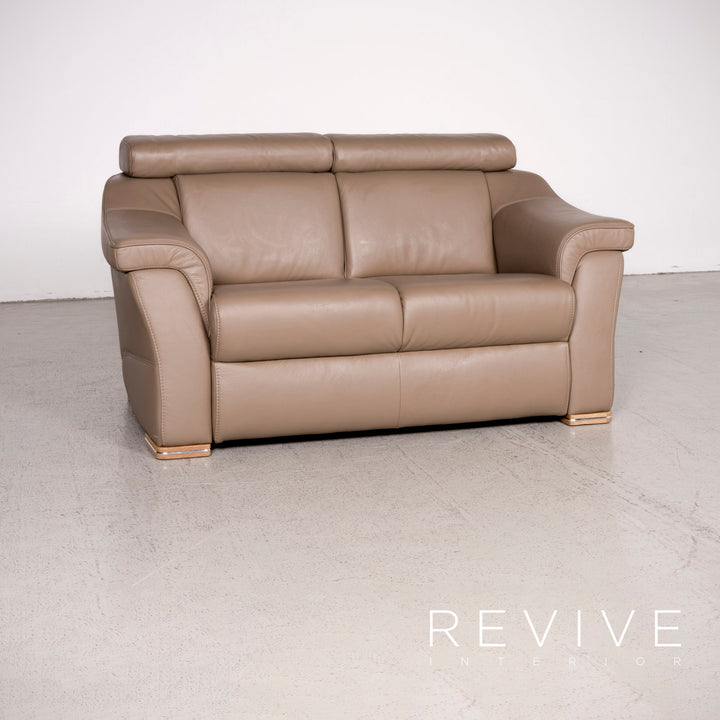 Himolla Designer Leder Sofa Garnitur Braun Echtleder Zweisitzer Dreisitzer Couch #8096