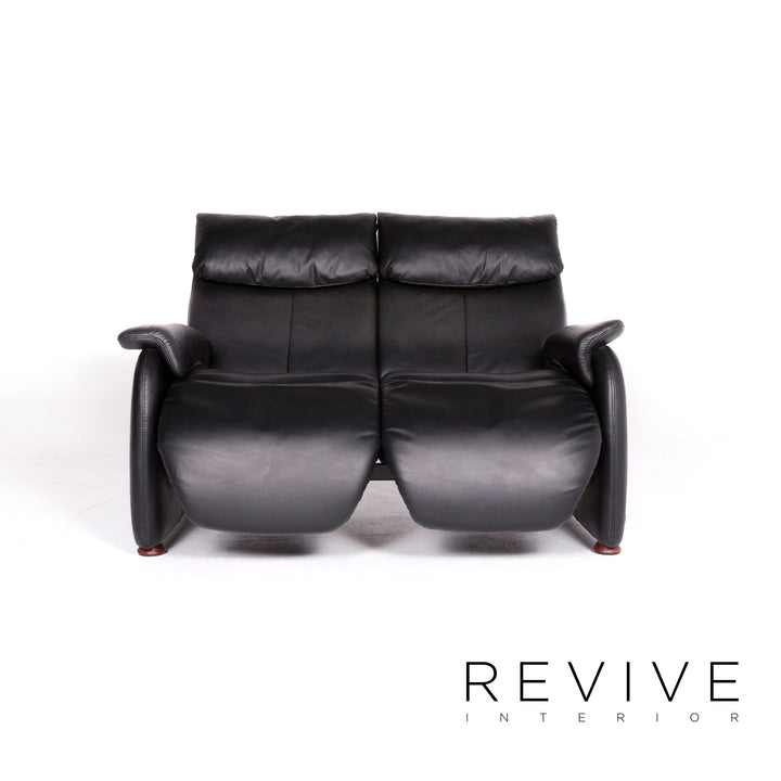 Himolla Designer Leder Sofa Schwarz Zweisitzer Funktion Couch #8892