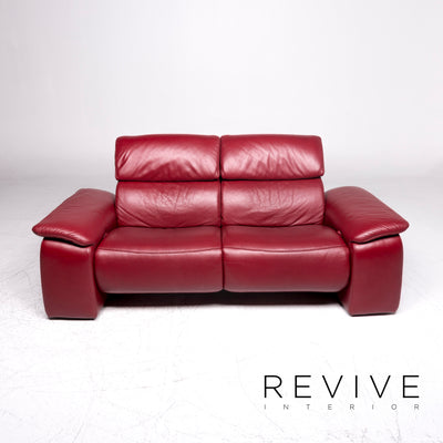 Himolla Leder Sofa Weinrot Rot Zweisitzer Couch Relax Funktion #9254