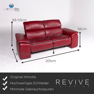 Himolla Leder Sofa Weinrot Rot Zweisitzer Couch Relax Funktion #9254