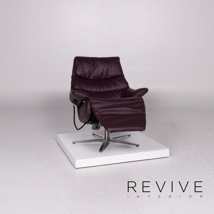 Himolla Leder Sofa Garnitur Aubergine Violett 1x Zweisitzer 1x Sessel Relaxfunktion Elektrische Funktion Couch #11676