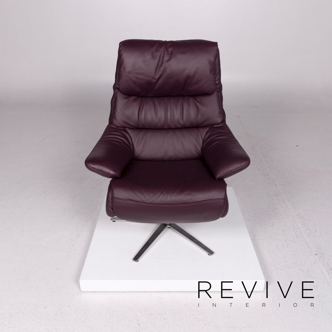 Himolla leather armchair aubergine violet Electric function relaxation function #11530
