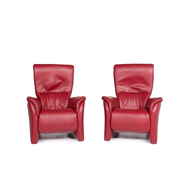 Himolla leather armchair set red relaxation function function 2x armchair #11253