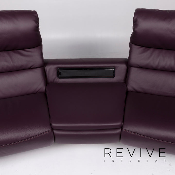 Himolla Leder Sofa Garnitur Aubergine Violett 1x Zweisitzer 1x Sessel Relaxfunktion Elektrische Funktion Couch #11676