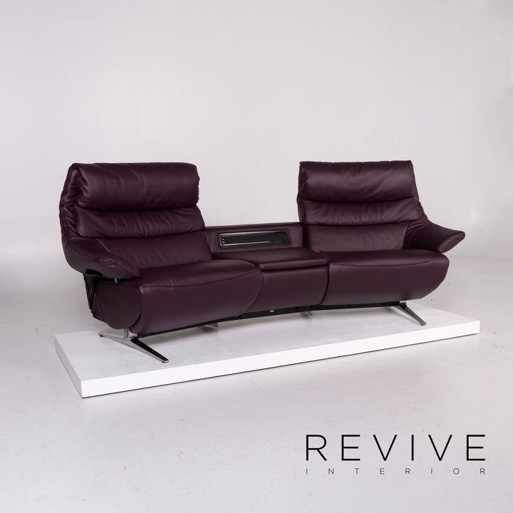 Himolla Leder Sofa Aubergine Violett Relaxfunktion Elektrische Funktion Couch #11531