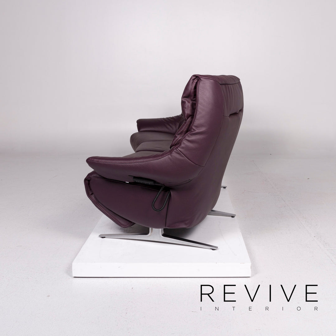 Himolla Leder Sofa Garnitur Aubergine Violett 1x Zweisitzer 1x Sessel Relaxfunktion Elektrische Funktion Couch #11676