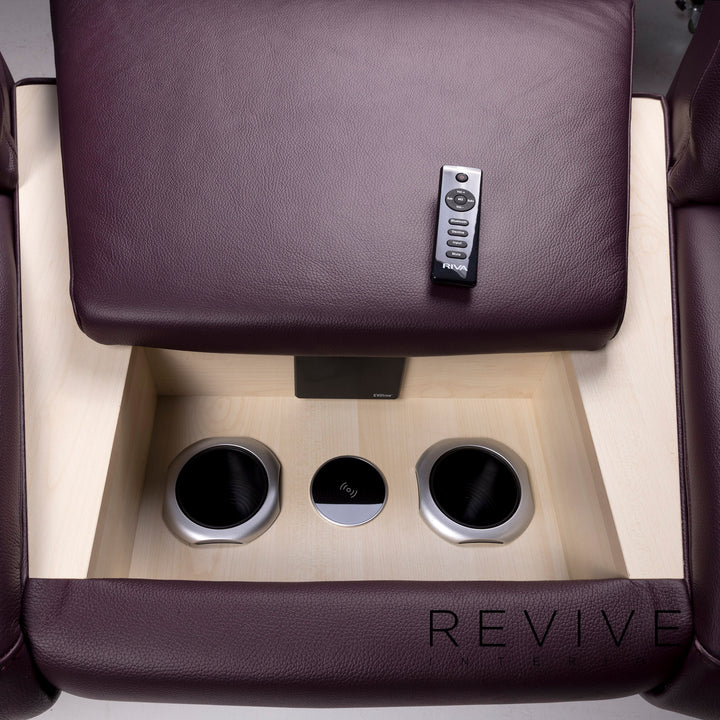 Himolla Leder Sofa Garnitur Aubergine Violett 1x Zweisitzer 1x Sessel Relaxfunktion Elektrische Funktion Couch #11676
