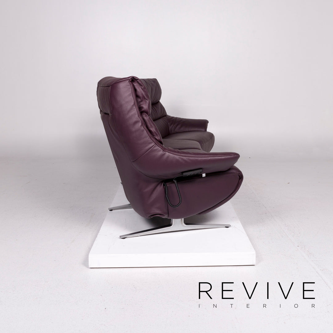 Himolla Leder Sofa Garnitur Aubergine Violett 1x Zweisitzer 1x Sessel Relaxfunktion Elektrische Funktion Couch #11676