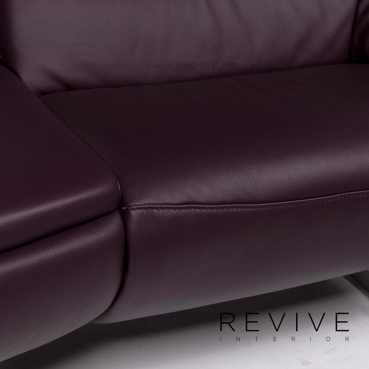 Himolla Leder Sofa Aubergine Violett Relaxfunktion Elektrische Funktion Couch #11531