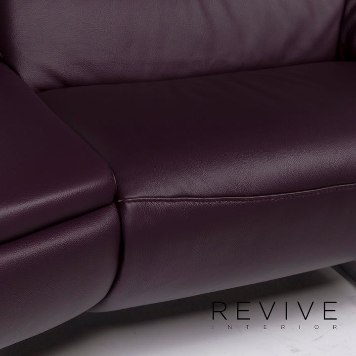 Himolla Leder Sofa Garnitur Aubergine Violett 1x Zweisitzer 1x Sessel Relaxfunktion Elektrische Funktion Couch #11676