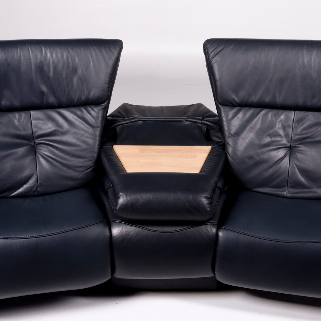 Himolla Leder Sofa Blau Dunkelblau Zweisitzer Relaxfunktion Funktion Trapez Heimkinosofa Couch #10596